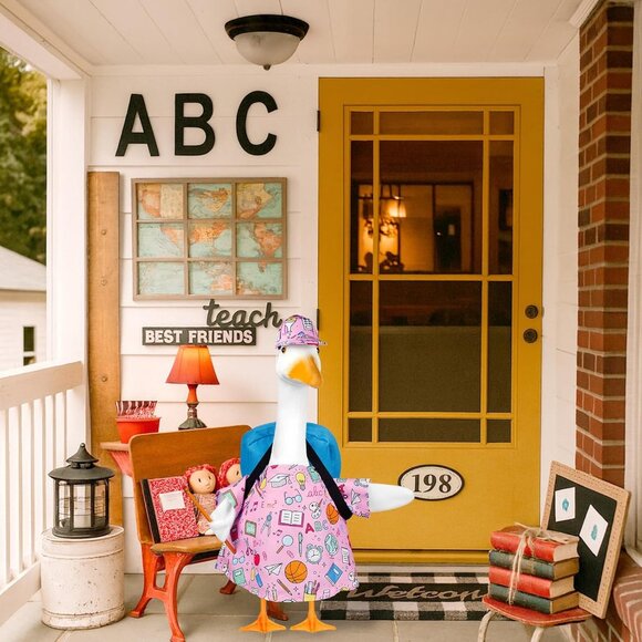 4Pcs Yard Goose Back to School Porch Goose Outfits Geese Clothes Patio Lawn - Picture 7 of 7